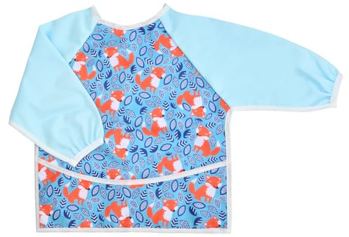 Grembiule da Pittura per Bambini 2-5 Anni, Grembiule Asilo con Tasche, Impermeabile per Pittura, Scuola d'Arte e Cucina