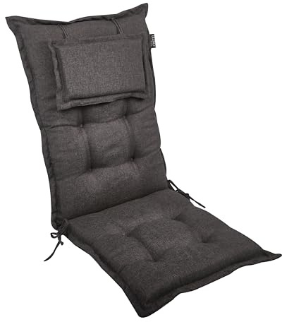 LILENO HOME Mar Cuscini per sedia da giardino, in set da 1, per sedia a sdraio con schienale alto, grigio antracite Y, comodi cuscini per sedie pieghevoli