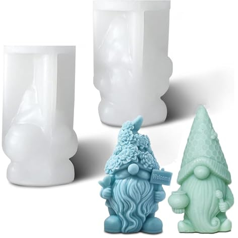 2 Stück DIY Silikonform Kerzen-Gießen Formen, 3D Wichtel Silikonform Zwerg Kerze Formen Seifenform Epoxidharz Formen Weihnachten dekoration Kerzenform für DIY Weihnachtsschmuck Dekoration