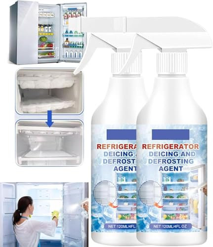 2 PCS Defrosting Spray for Fridge Freezer, 120ml Refrigerator Defrosting Deicer Spray, Powerful Refrigerator Defrost Spray, Efficiently Quickly Removes Ice Buildup