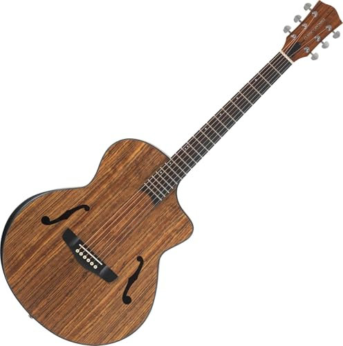 Classic Cantabile SHG-2WN LaBelle Westerngitarre - Gitarre mit seitlichem Schallloch und Armrest - Decke, Boden & Zarge: Walnuss - Griffbrett/Hals: Blackwood/Okoume - Akustik Gitarre im Vintage Look