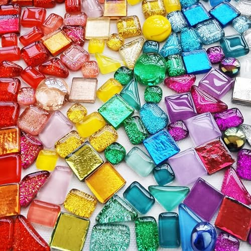 YEWCEP Mosaiksteine Zum Basteln, 200g Mosaiksteine, Mosaik Bastelset Kinder, Mosaik, Mosaik Bastelset, für Heim Deko, Fotorahmen, Blumentöpfe, Spiegel & Kunsthandwerk