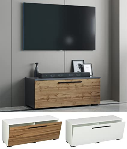VCM Wood TV Lowboard Furniture TV Cabinet Table Console TV Table Arila S Wood TV Lowboard Furniture TV Cabinet Table Console TV Table Arila S White