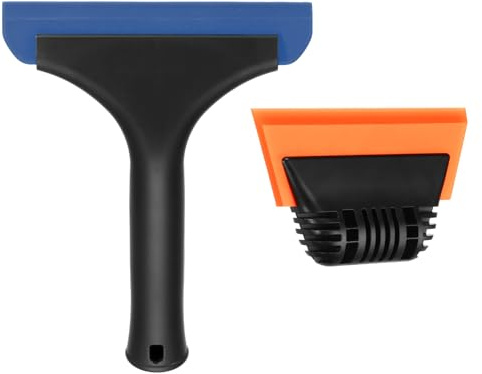 sourcing map Small Silicone Shower Squeegee for Glass Doors, 6 Bath Squeegee with 5 Small Rubber Window Shower Squeegee for Bathroom Window Mirror, Black/Blue, Black/Orange