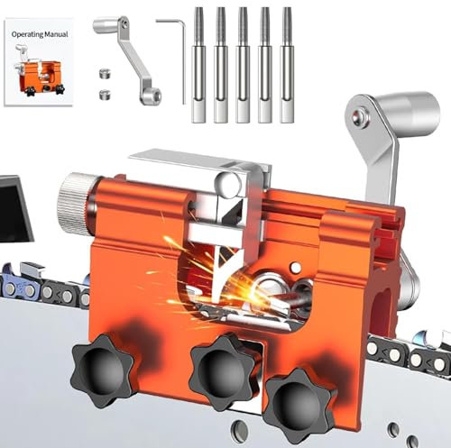Affilatrice per motosega, portatile, a manovella, con 5 testine abrasive, per motosega, affilacoltelli, affilacoltelli, accessori per tutti i tipi di motoseghe