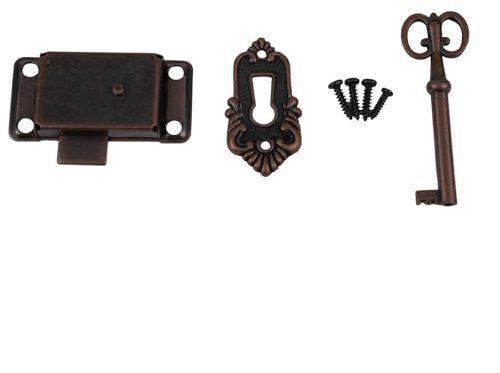 Serrature per porte in stile retrò chic per mobili in legno come armadi o scatole di gioielli (bronzo rosso)