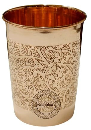 Fashnkart Verres en cuivre pur Eau potable Santé ayurvédique Gobelets en cuivre pur 10,14 oz 300 ml (En relief)