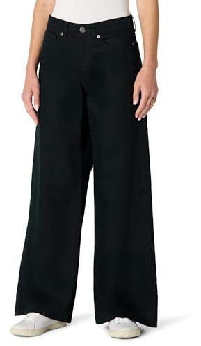 Amazon Essentials Damen Ultraweiche Jeans Mittelhoher Bund Weites Bein, Schwarz, 44
