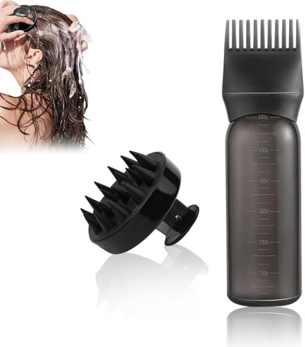 WPPQWP Flacon vaporisateur pour boucles, peigne de racine, applicateur d'huile capillaire, flacon de laque pour cheveux ultra fin, continu, applicateur d'huile capillaire (noir, noir)