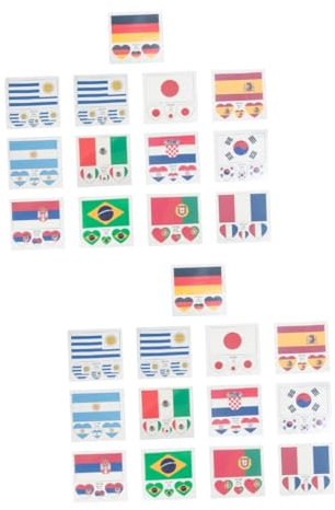 VICASKY 26 Sets Football Cup Stickers Temporary Face Stickers for Sports Events World Flags Novelty Decals