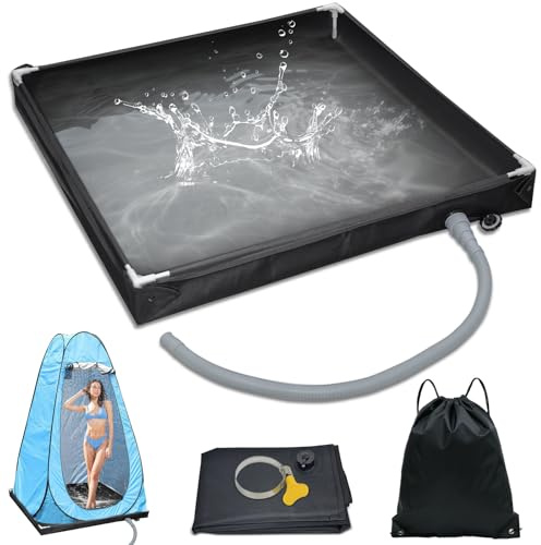 FTJKGH Faltbare Duschbasis, Tragbares Duschwanne Mobiles Camping mit Ablaufschlauch, Duschzelt Camping Duschbasis für Indoor Outdoor, 80x80x10cm