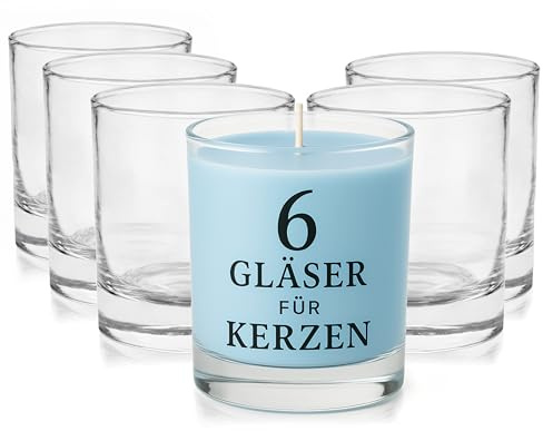 Glasmark KROSNO 1992 Kerzengläser Set 6 Stück Kerzen Gläser zum Kerzenmachen Transparent Leer DIY 310 ml, Klar