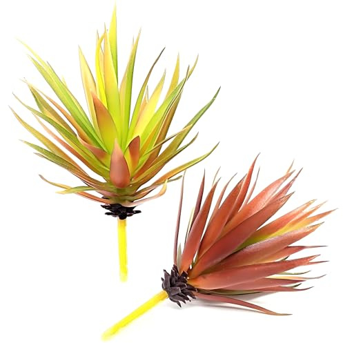 Forever bene 2-Piece Red Artificial Agave Leaves, 17.8 cm x 15 cm x 11.9 cm | Red faux foliage adds structured faux foliage at living room shelf or console; unpotted format fits a compatible container
