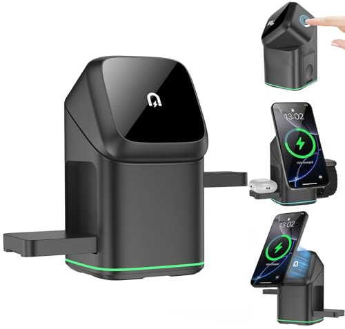 2026 New 3 in 1 Wireless Charger Station, 15W Fast Charging Auto Rotation Magnetic Stand, Wireless Multi-device Touch Pop-up Charging Pad for 16/15/14/13/12/Pro Max/AirPods/Apple Watch