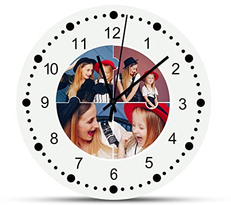 Orologio da parete con foto personalizzato, orologio rotondo silenzioso personalizzato per cucina, soggiorno, camera da letto, orologi personalizzati per anniversario, matrimonio, San Valentino