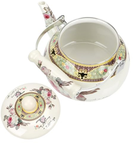 Mipcase Bouilloire Émail Avec Poignée Confortable Bouilloire à Eau Portable Pour Thé Infusion Facile à Remplir Et Nettoyer Compatible Cuisinière Pour Thé Fruité Fleur Et Soupe Instantanée