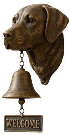Hund Willkommen Türklingel, Retro Hundekopf Kopfform Dekoration Türglocke, Vintage Willkommensglocke für Innen- und Außenbereich, Hängende Wandmontage Abendessen Glocken (I)