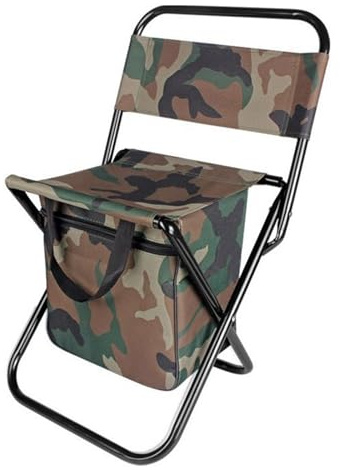 Chaise de Sac à Dos Pliable avec Rangement Plus Frais, Tabouret de pêche pour Le Camping, siège Portable pour la Chasse et Les Aventures de Pique-Nique Camouflage Color