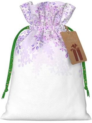 Sacchetti regalo con coulisse con stampa floreale lilla e fiori lilla, per feste, compleanni, anniversari e qualsiasi occasione speciale