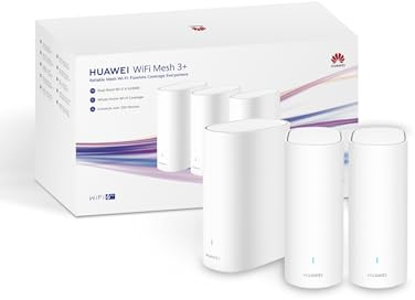 HUAWEI WiFi Mesh 3+ Router 3-Pack, 128MB+128MB, Dual-Band Wi-Fi 6 AX3000, Whole-Home Wi-Fi, 250+ Device Connections, Seamless Roaming, Wall Penetration, Parental Control, Remote Management