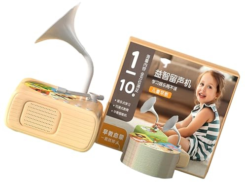 Pocoiau Jouet Interactif De Lecteur Musique Phonographe d'enfant en Bas Âge avec 96 Cartes d'apprentissage Machine Narration Éducative Précoce Amusant Jouet Gramophone