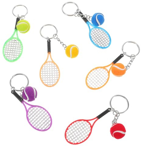 ORFOFE 6 St Tennisspel Nyckelring Charm Mini Tennisträ Racket Nyckelringar för Sportväska och Vänners Present Mångsidig Accessoar för Tennisfester och Sportevenemang