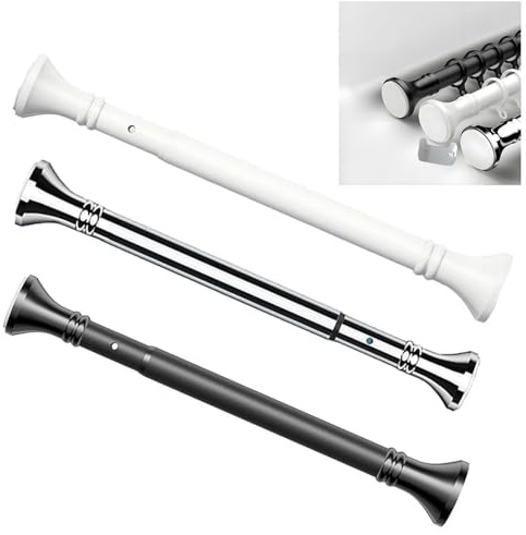 Varilla de tensión telescópica para cortinas, ajustables 40-500 cm, acero inoxidable, sin varilla de cortina de ducha, perfecto para baño, balcón, ventana (negro, 260-350 cm) LWX
