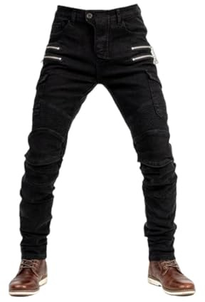 Men’s Pants Double Zipper Metal Style Riding Trousers Outdoor Protective Gear Jeans Off-Road Wear