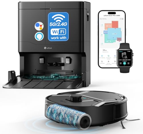 Lefant M210 Pro Omni Robot Aspirador y Fregasuelos con Mapeo, 20000 Pa, Navegación dToF, Evitación Obstáculos PSD, 5G WiFi/App/Alexa, Negro