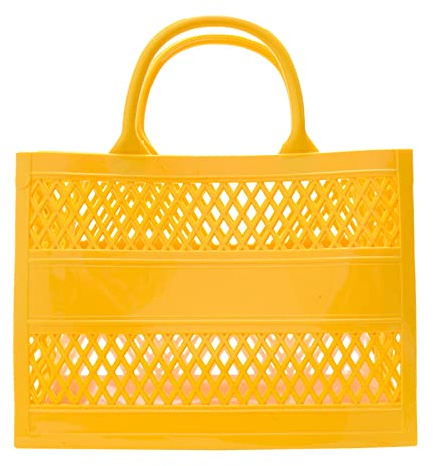 Fashion Big Capacity PVC Shopping Tote Bag Rubber Silicone Beach Clutch Nails Coffin Shape Bags(Yellow)