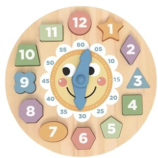 Tooky Toy Lernuhr Puzzle FSC Holz: Uhr Puzzle Spielzeug für Kinder, Montessori Lernspielzeug, Fördert Motorische & Kognitive Entwicklung, Geschenk ab 3 Jahren