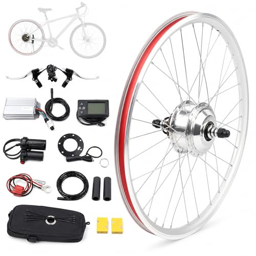 Chensyo Kit di conversione per bicicletta elettrica, 26 pollici, kit di conversione per bicicletta elettrica da 36 V, 360 W, per ruota posteriore, motore a mozzo per Pedelec