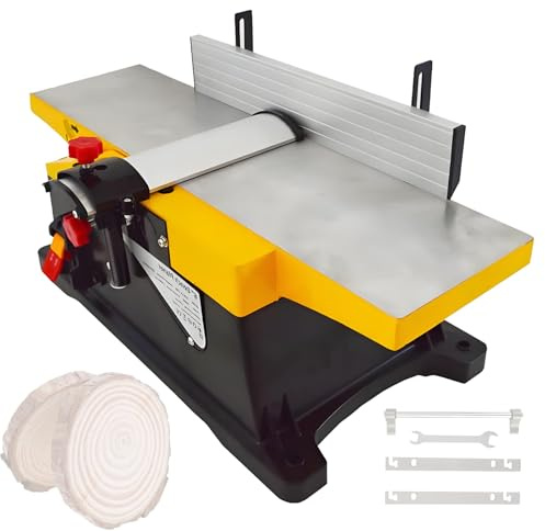 Benchtop Jointer Planer Thicknesser, Adjustable 0-3mm Cutting Depth, for DIY Art Woodworking