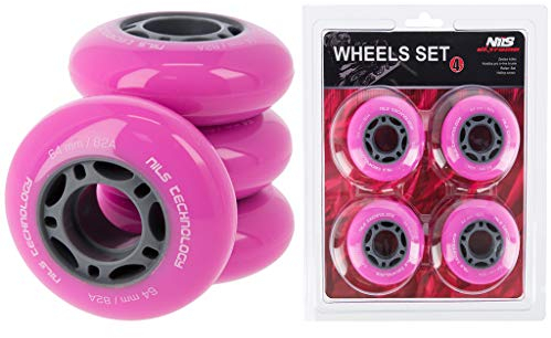 Nils Extreme Inliner-Rollen Inline Skates Rollen Wheel # mit guter Haftung Rollenset für drinnen & draußen ohne Lager Rosa (PU 72x24)