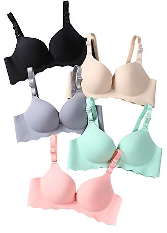 Pack of 5,Women Comfort No Wire Bras Seamless No Show Bra Pack (MKL2, 34B.)