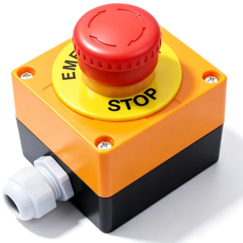 mxuteuk 1NC 1NO Rot Pilz-Not-Aus-Schalter 22mm Roter Pilz Not-Aus-Druckschalter AC 660V 10A Stoppschalter Box Verwendet für Stromverteilerkästen,Elektromagnetische Starter etc. LA36-11ZS-BOX-Y