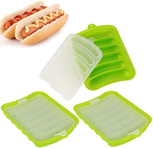 Moule à saucisse en silicone antiadhésif, paquet de 3 moules de cuisson pour hot-dogs pour enfants à faire soi-même sans BPA(vert)