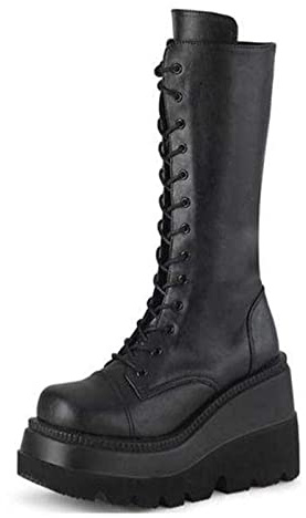 UMore Rodilla Alta Botas Mujer Nieve Botas Mujer Plataforma Botas de PU Piel Forrado Invierno Cálidas Botas Altas de Mujer (Lace Up, Adulto, Mujer, 39, Números, Sistema tallas calzado EU, mediano)