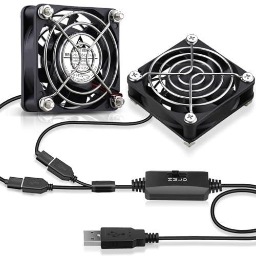GDSTIME 2-Pack 60mm x 15mm USB Fan with 3 Speed Control, 5V Brushless DC Cooling Fans for PC Computer Case Cooler Raspberry Pi Radiator Ventilation