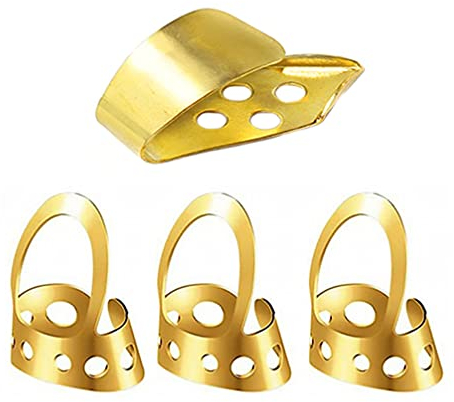 MILISTEN 4 Stück Plektrum Klassische Gitarrenpicks Gitarrenplektren Aus Zelluloid Fingerpicks Ukulele-auswahl Gitarren-fingerschutz Finger Plektren Fingerstil Daumen Rostfreier Stahl