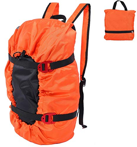 OUKENS Kletterseiltasche, Kletterseil Kit Tasche Faltbarer Schultergurt für Outdoor Camping Wandern Kletterseil, Sporttasche, Werkzeugtasche für Klettern Trekking Wandert(Orange)