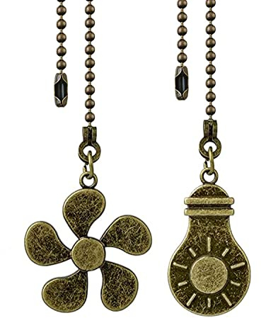 Akahttbn Ceiling Fan Pull Chain Extension, 12 Inches Decorative Fan Pull Chain Pendant Set, Beaded Ball Fan Pull Chain Extender Ornament with Connector, (Antique Bronze)