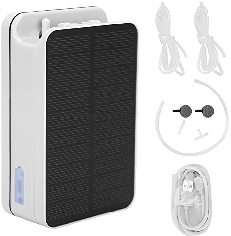 Fish Oxygen Pump,Solar Pond Pump Portable 2200mAh Large Capacity Battery Overcharge Protection Air Pump