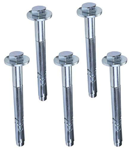 AERZETIX - C53993 - Satz von 5 Bolzen bolzenanker dübel mit hülse für beton mit bolzen mit sechskantkopf und unterlegscheibe - Ø10mmx110mm M8 - aus verzinktem stahl