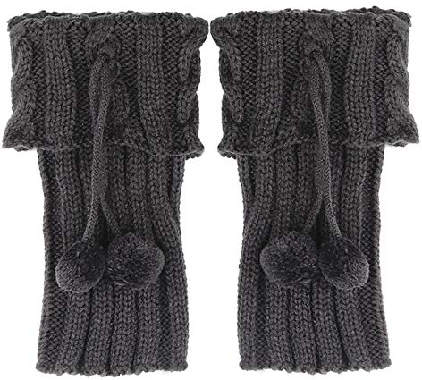 Bein Stulpen Winter Crochet Stricken Stulpen mit Bommeln Beinwärmer Damen Bein Stulpen,Winter Gestrickt Beinwärmer Stulpen Socken Legwarmers Kniewärmer Boot Socken Boot Abdeckung (Grau, onesize)