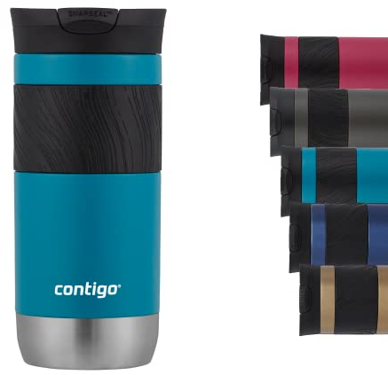 Contigo Byron 2.0 vaso térmico, vaso aislante de acero inoxidable con cierre Snapseal, termo de café, 100 % antiderrame, tapa apta para lavavajillas, sin BPA, mantiene el calor hasta 6 horas, 470 ml