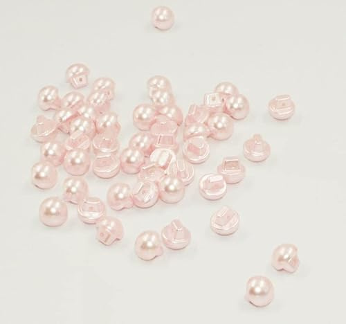 Sixstore Perlenknöpfe, rund, gewölbt, 12 mm, Rosa, 50 Stück