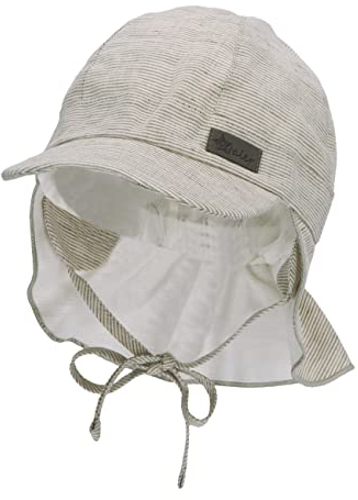 Sterntaler Baby Jungen Schirmmütze Baby Schirmmützen Nackenschutz mit Ringel - Schirmmütze Baby, Baby Mützen - aus Baumwolle - dunkelgrün, 51