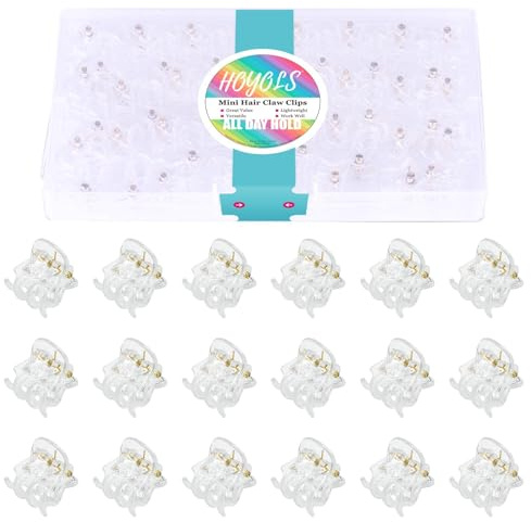 HOYOLS Transparente Mini Haarclips 48 Stück, Kleine Haarklammern für Frauen Mädchen, Mini Claw Clips für dünnes kurzes Haar