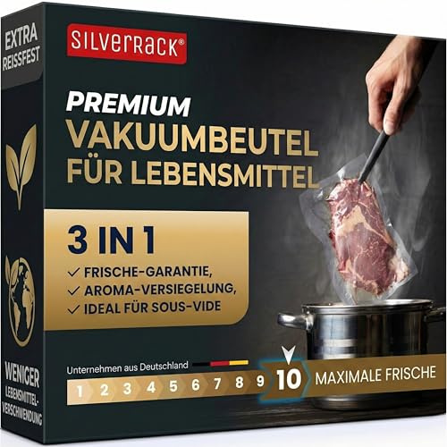 SilverRack Vakuumbeutel für Vakuumierer 50 Stück 20x30 cm | Folien-Vakuum-Beutel für Vakuumiergerät, Vakuum Folienbeutel für Folienschweißgerät, Vakuumierbeutel Sous Vide